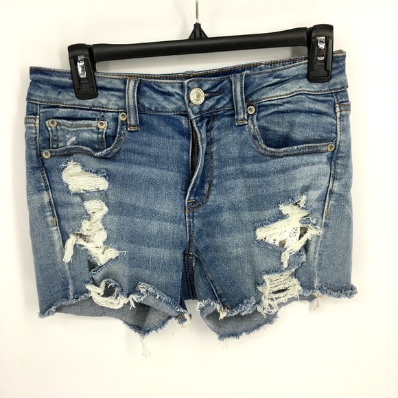 American Eagle Outfitters Pants - American Eagle Midi Cutoff Ripped Lace Jean Shorts